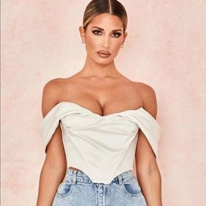 House of CB Silva corset ivory satin top